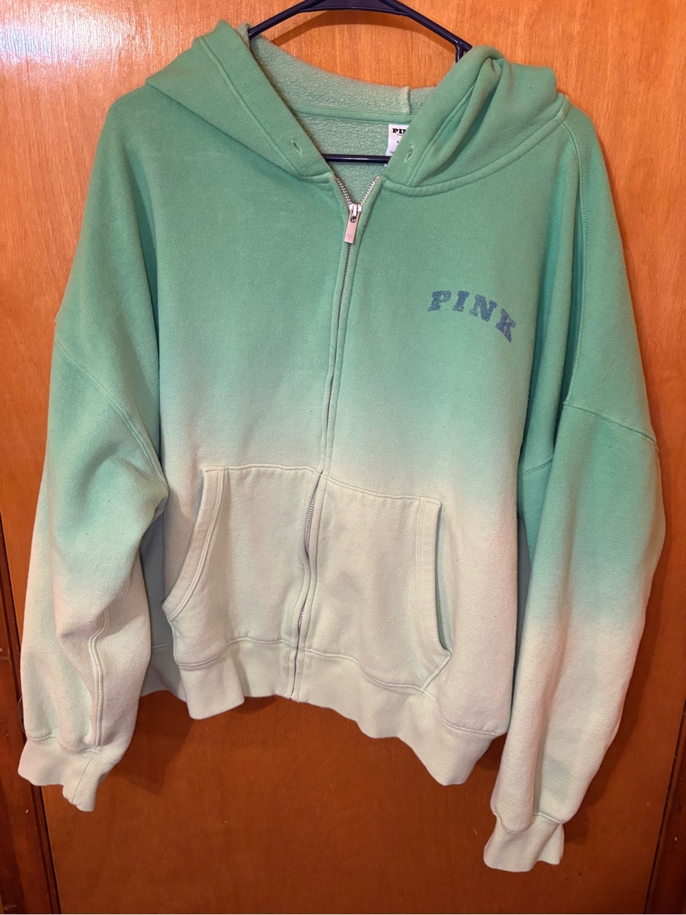 Vs pink hoodie ombré zip xl